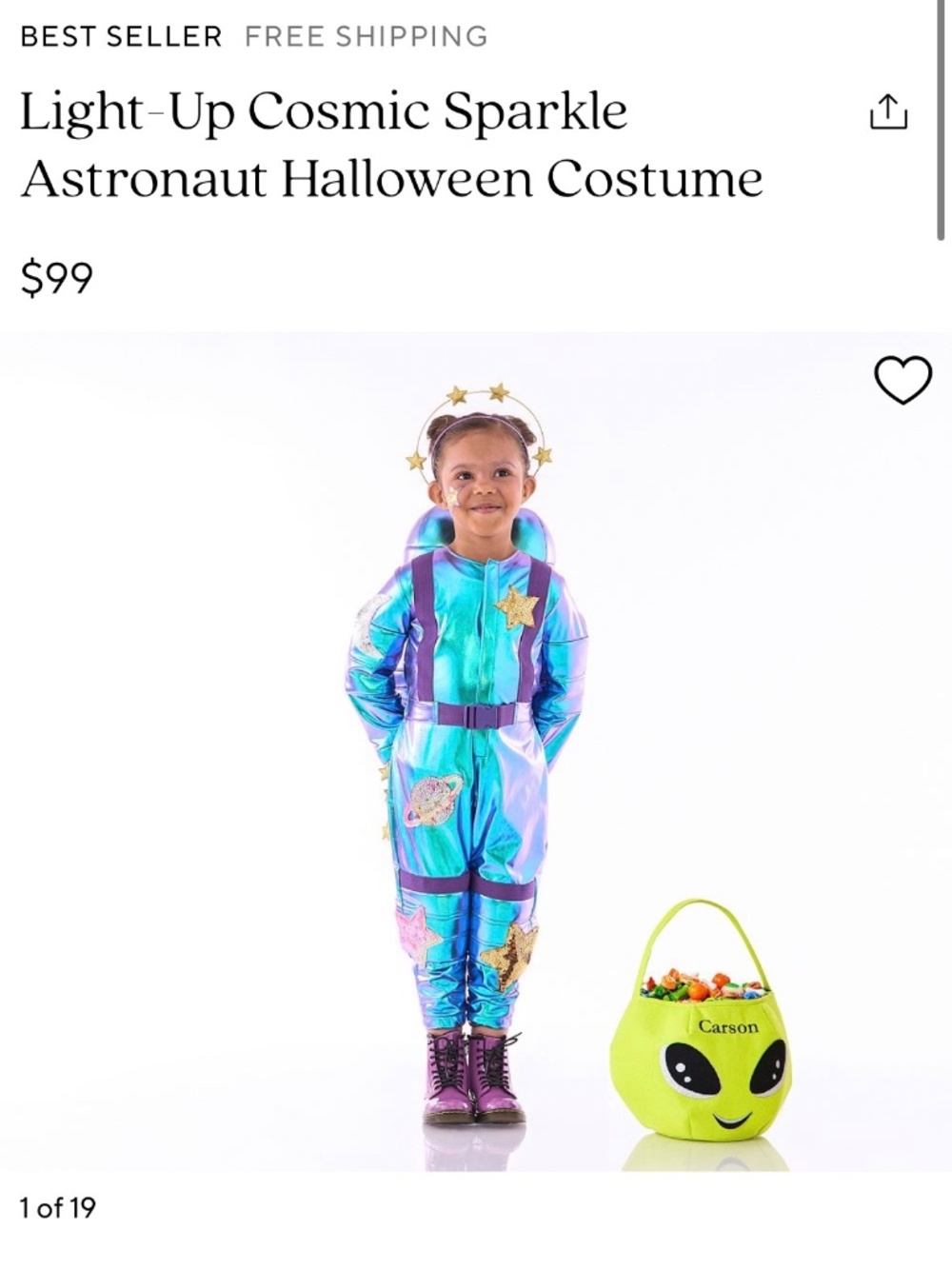 Pottery Barn Light up Astronaut Costume 3T